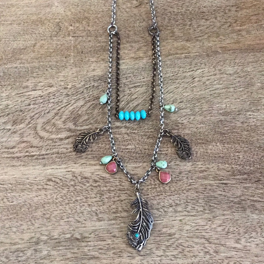 Lucky brand bohemian feather necklace